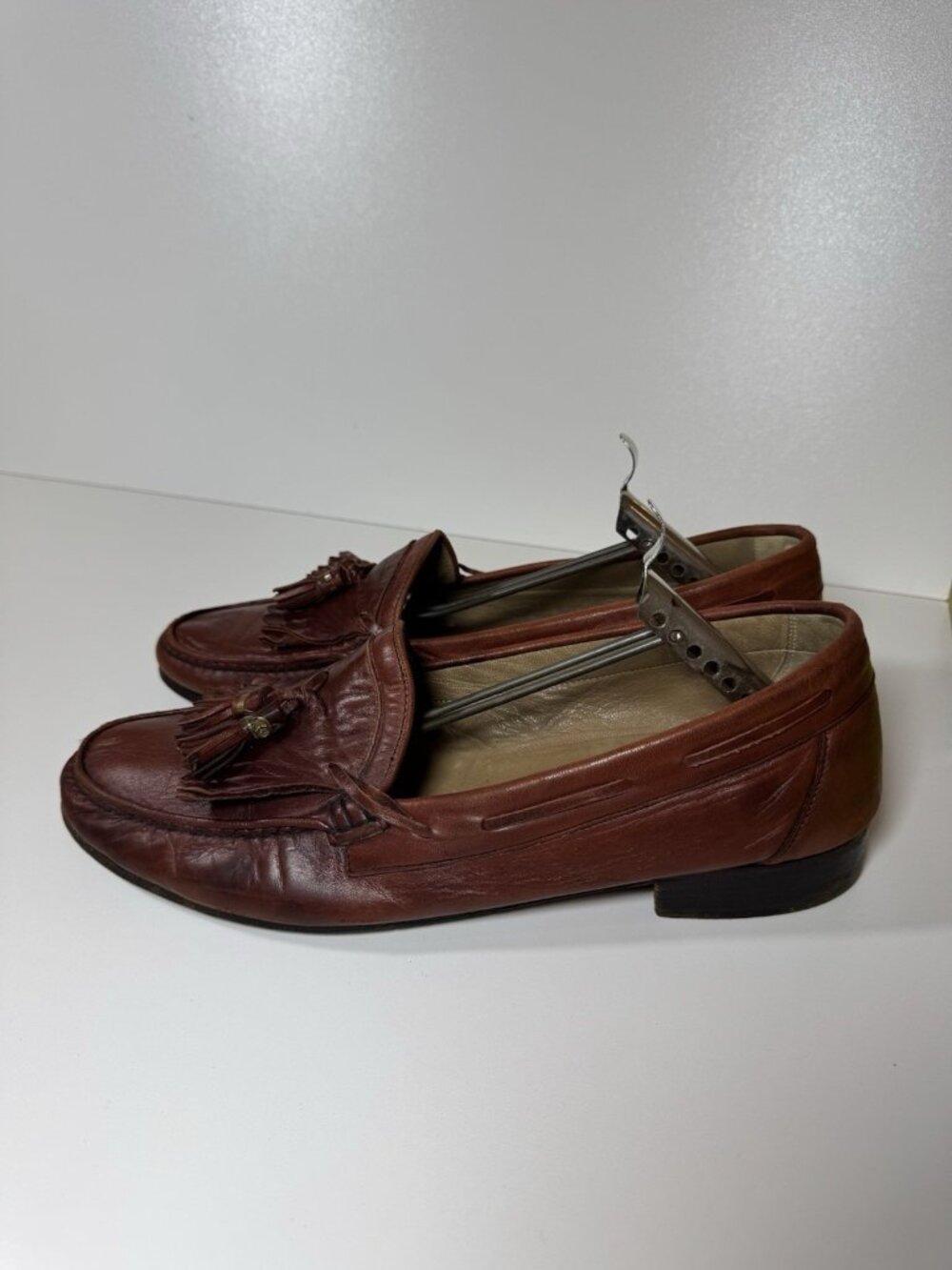 Gucci Vintage Tassel Loafers Men12 EU 45.5 Brown Leather Made In Italy Preppy
